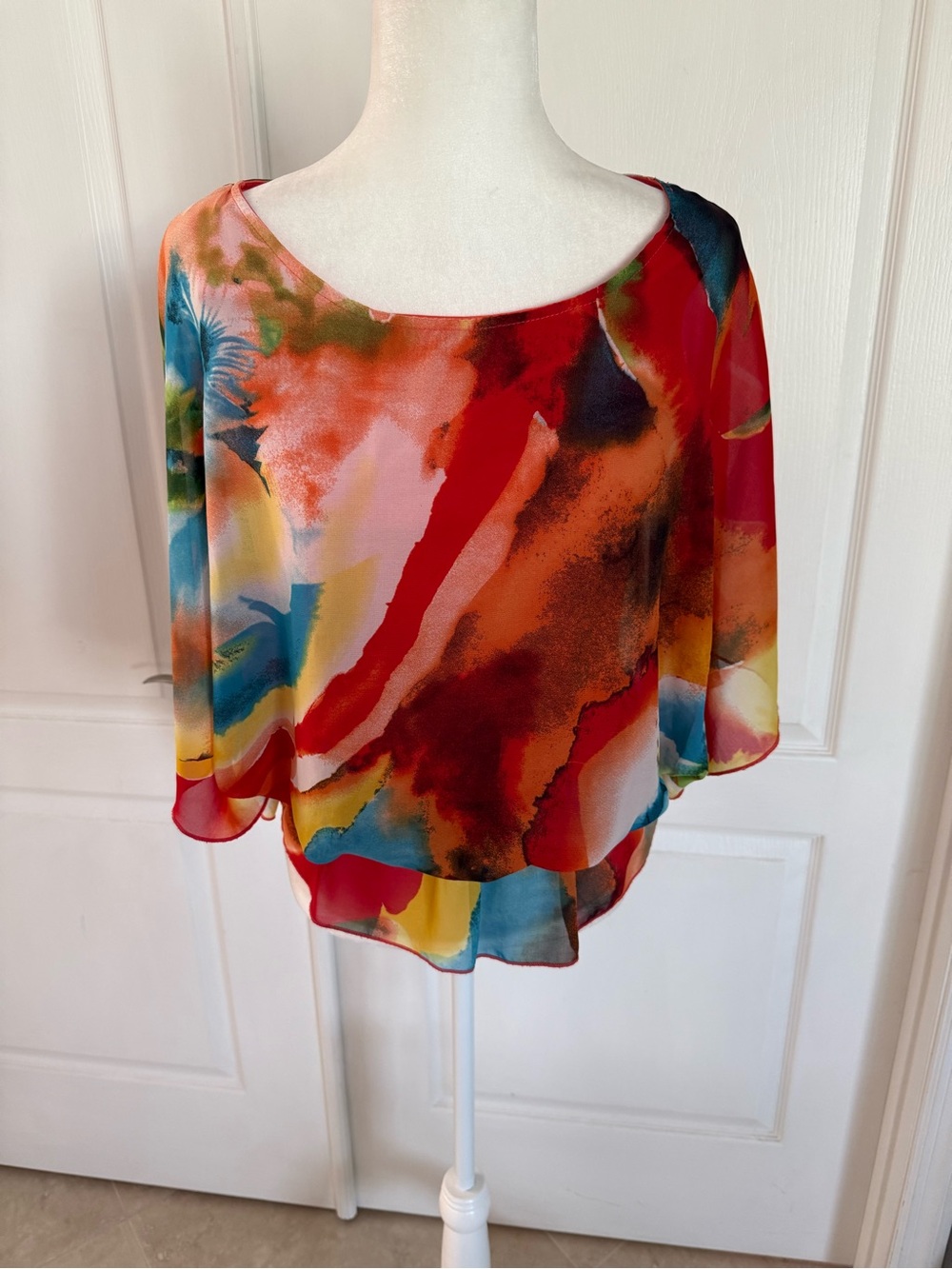 West Kei Multicolor Watercolor Boatneck Blouse